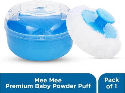 MeeMee Portable Soft Feel Powder Puff with Box Holder Container for New Born and Kids(Blue)