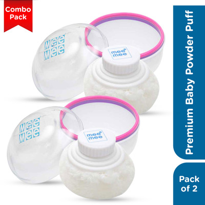 MeeMee Soft-Feel Powder Puff with with Box Holder Container for New Born and Kids(Pink)