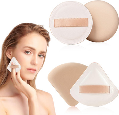 Zibuyu 2pcs Makeup Sponge Beauty Blender Sponge Ultra Soft Triangle Round Powder Puff(White)
