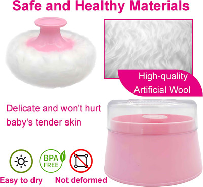 kidssmilez Portable Baby Powder Puff with Box Holder Container for Baby Face and Body(Multicolor)