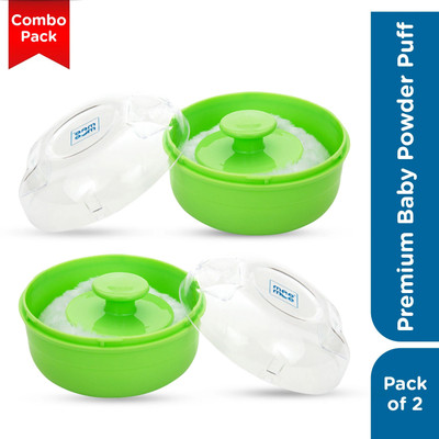 MeeMee Soft-Feel Powder Puff with with Box Holder Container for New Born and Kids(Green)