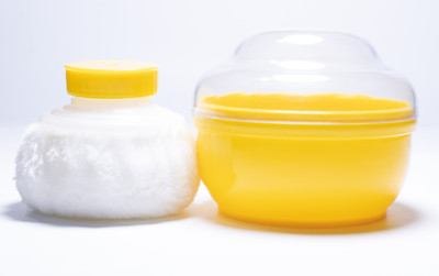 Cihoco Powder Puff with Box and Container for New Born Baby and Kids(Yellow)