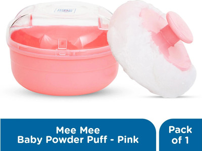 MeeMee Portable Soft Feel Powder Puff with Box Holder Container for New Born and Kids(Pink)
