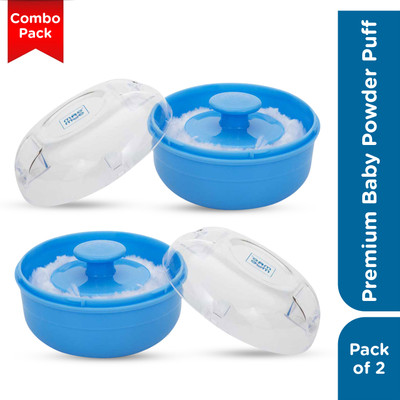 MeeMee Soft-Feel Powder Puff with with Box Holder Container for New Born and Kids(Blue)