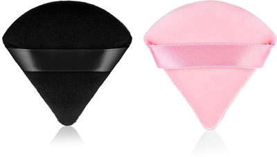 Rinpoche Triangle Powder Puff, Cotton Velour in Triangle Shape for Contouring(2pcs)(Multicolor)
