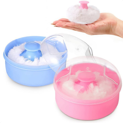 WEEPER 2 Pcs Powder Container Soft Touch for Baby Powder Storage Puff Box Blue, Pink(Multicolor)