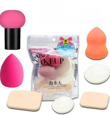 mkldsrh make up beauty blender & powder puff sponge combo set with mushroom beauty blender(8 Items in the set)