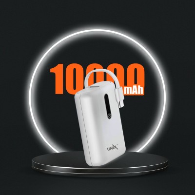 Unix 10000 mAh Compact Pocket Size Power Bank(White, Lithium Polymer, Fast Charging for Mobile)