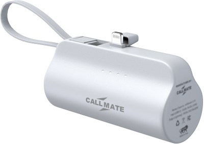 Callmate 5000 mAh 15 W Power Bank(White, Lithium-ion, Fast Charging for Mobile)