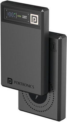 Portronics 10000 mAh 22.5 W Wired & Wireless Compact Power Bank(Dark Grey, Lithium Polymer, Fast Charging for Mobile)