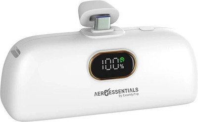 AEROESSENTIALS 5000 mAh 23 W Mini Pocket Size Power Bank(White, Lithium-ion, Quick Charge 3.0 for Mobile, Speaker, Earbuds, Tablet, Trimmer)