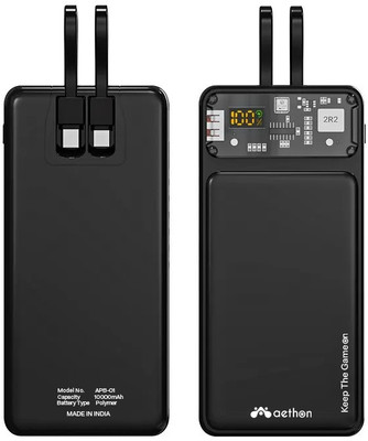 Aethon 10000 mAh 22.5 W Power Bank(Black, Lithium Polymer, Power Delivery 3.0 for Mobile)