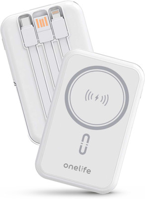 OneLife 10000 mAh 22.5 W Wireless With MagSafe Compact Pocket Size Power Bank(White, Lithium Polymer, Fast Charging for Tablet, Mobile, Smartwatch, Trimmer)