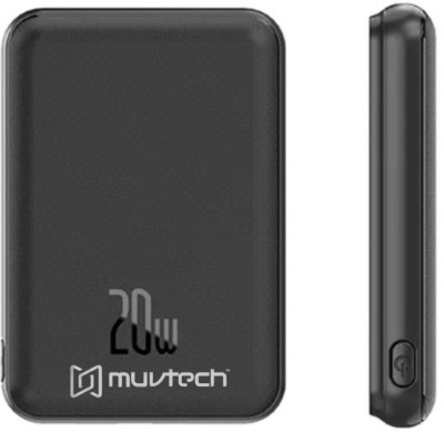 MuvTech 5000 mAh 20 W Wired & Wireless With MagSafe Compact Pocket Size Power Bank(Black, Lithium Polymer, Fast Charging, Power Delivery 3.0 for Laptop, Mobile)