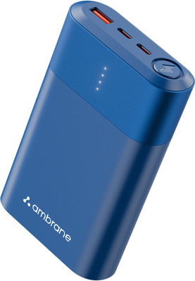 Ambrane 20000 mAh 33 W Power Bank(Blue, Lithium Polymer, Quick Charge 3.0, Power Delivery 3.0, Fast Charging for Mobile, Tablet, Smartwatch)