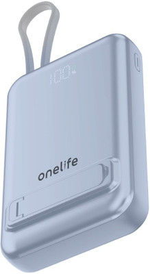 OneLife 10000 mAh 22.5 W Wired & Wireless Compact Power Bank(Blue, Lithium Polymer, Fast Charging for Mobile, Tablet, Earbuds)