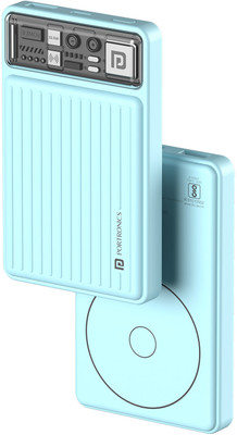 Portronics 10000 mAh 22.5 W Wireless Power Bank(Light Blue, Lithium Polymer, Fast Charging for Mobile)
