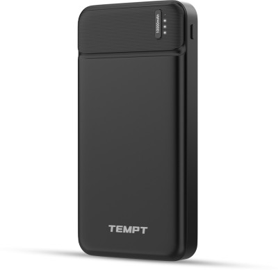 TEMPT 10000 mAh 12 W Power Bank(Black, Two-Way Charging, Pocket Size, Lithium Polymer, Fast Charging for Mobile)