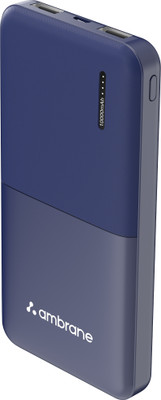 Ambrane 10000 mAh 12 W Compact Pocket Size Power Bank(Blue, Lithium Polymer, Fast Charging for Mobile)