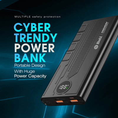 BELL 10000 MAh 30 W Slim Pocket Size Power Bank  (Black, Lithium Polymer, Fast Charging, Power Delivery 3.0, Quick Charge 3.0 For Rs. 1156 @ 71 %