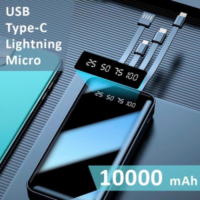 GUG 10000 mAh 10 W Power Bank(MX14 Digital Display 4in1 Built in Cable 10000mAH Power Bank with Mobile Stand, Lithium Polymer, Fast Charging for Mobile)