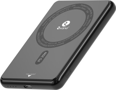 Rivano 5000 mAh 22.5 W Wired & Wireless With MagSafe Ultra Slim Pocket Size Power Bank(Black, Lithium Polymer, Fast Charging, Quick Charge 3.0 for Mobile, Earbuds, Smartwatch)