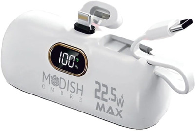 ModishOmbre 5000 mAh 22.5 W Mini Pocket Size Power Bank(White, Lithium-ion, Fast Charging, Power Delivery 3.0, Quick Charge 3.0 for Mobile, Tablet, Speaker, Earbuds)