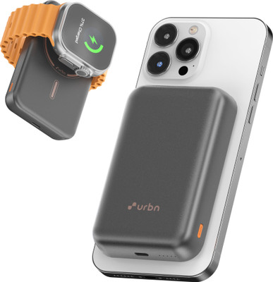 URBN 10000 mAh 20 W Wired & Wireless With MagSafe Compact Pocket Size Power Bank(Grey, Lithium Polymer, Fast Charging for Mobile, Earbuds, Smartwatch)