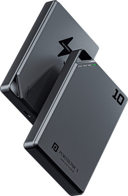 Portronics 10000 mAh Power Bank(Dark Grey, Lithium Polymer, for Mobile)