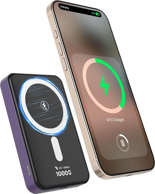 DR VAKU 10000 mAh 15 W Wired & Wireless With MagSafe Mini Pocket Size Power Bank(Deep Purple, Lithium Polymer, Fast Charging for Mobile)