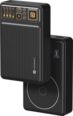 Portronics 20000 mAh 22.5 W Wireless Compact Power Bank(Black, Lithium Polymer, Fast Charging for Mobile)