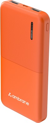 Ambrane 10000 mAh 12 W Mini Pocket Size Power Bank(Orange, Lithium Polymer, Fast Charging for Mobile)