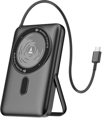 boAt 10000 mAh 22.5 W Wired & Wireless With MagSafe Pocket Size Power Bank(Black, Lithium-ion, for Mobile)