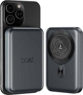 boAt 10000 mAh 22.5 W Wired & Wireless With MagSafe Power Bank(Ash Black, Lithium Polymer, Power Delivery 3.0, Quick Charge 3.0, Fast Charging for Mobile, Tablet)