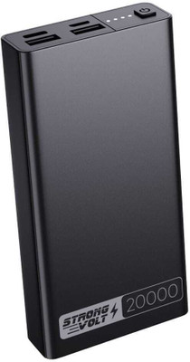 Strongvolt 20000 mAh 18 W Power Bank(Black, Lithium Polymer, Fast Charging for Mobile, Earbuds, Tablet)