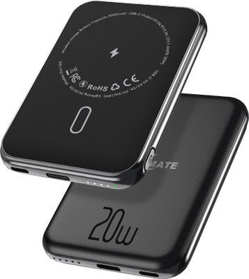 Callmate 5000 mAh 20 W Wireless Power Bank(Black, Lithium Polymer, Power Delivery 3.0, Fast Charging for Mobile)