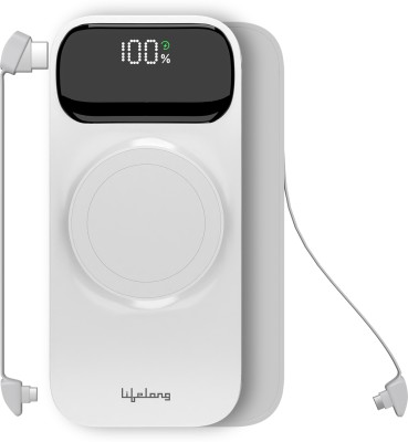 Lifelong 10000 mAh 22.5 W Wireless With MagSafe Slim Pocket Size Power Bank(White, Lithium Polymer, Fast Charging, Quick Charge 3.0 for Earbuds, Mobile, Smartwatch, Speaker, Tablet)
