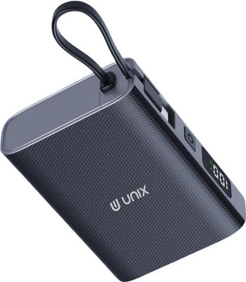 Unix 10000 mAh 15 W Compact Pocket Size Power Bank(Black, Lithium Polymer, Fast Charging for Mobile)