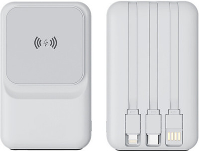 Rasta 10000 mAh 22.5 W Wired & Wireless With MagSafe Slim Pocket Size Power Bank(White, Lithium Polymer, Power Delivery 2.0 for Mobile, Earbuds, Speaker, Smartwatch, Tablet)