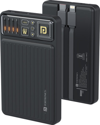 Portronics 10000 mAh 22.5 W Mini Pocket Size Power Bank(Black, Lithium Polymer, Fast Charging for Mobile, Tablet, Earbuds)