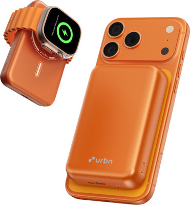 URBN 10000 mAh 20 W Wired & Wireless Compact Power Bank(Orange, Lithium Polymer, Fast Charging for Mobile, Earbuds, Smartwatch)