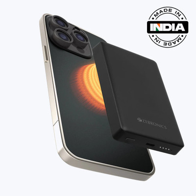 ZEBRONICS 10000 mAh 22.5 W Wireless With MagSafe Compact Pocket Size Power Bank(WHITE+GOLD, Lithium-ion, Fast Charging for Mobile)