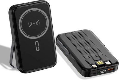 Unix 10000 mAh 15 W Wired & Wireless Nano Pocket Size Power Bank(Black, Lithium-ion, Fast Charging for Mobile, Earbuds, Smartwatch)
