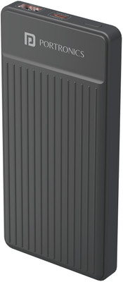 Portronics 10000 mAh 22.5 W Ultra Slim Pocket Size Power Bank(Dark Grey, Lithium Polymer, Fast Charging for Mobile)