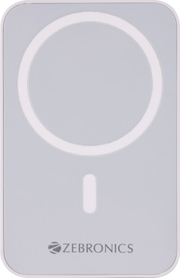 ZEBRONICS 10000 mAh Wired & Wireless Compact Power Bank(White, Grey, Lithium-ion, Fast Charging for Mobile)