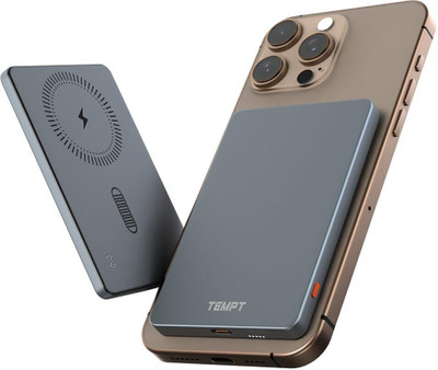 TEMPT 5000 mAh Wireless With MagSafe Compact Pocket Size Power Bank(Grey, Lithium-ion, Fast Charging for Mobile)