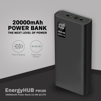 MIOX 20000 mAh 22.5 W Power Bank(Black, Lithium Polymer, Quick Charge 4.0, Power Delivery 3.0 for Mobile)