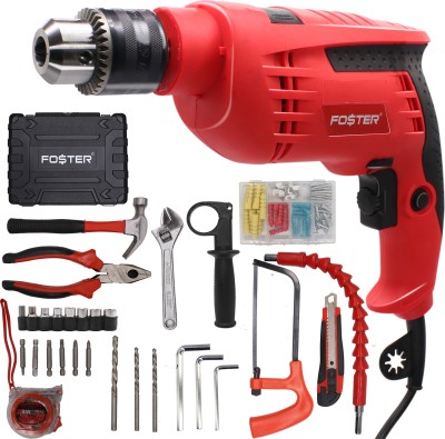 FOSTER FK-3513 Power and Hand Tool kit | DIY, Carpenter and Electrician Drill Kit | FK-3513 High Power Impact Pistol Grip Drill(13 mm Chuck Size)