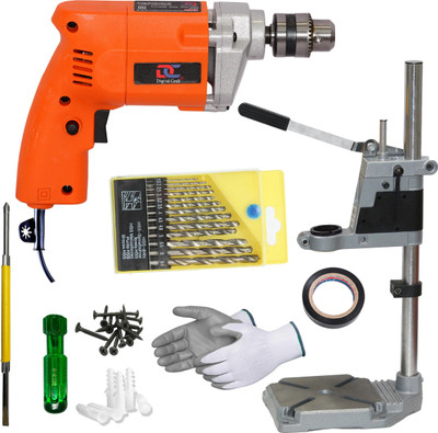 Digital Craft 10mm 400W Drill Machine With Drill Stand,13Pc HSS Drill Bit Set,2 In 1 Screw Driver Compact Tool with Big Performance Pistol Grip Drill(10 mm Chuck Size)