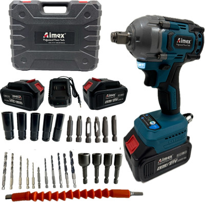 MPT CORDLESS BRUSHLESS IMPACT WRENCH 21V LI-ION BATTERY 550NM MAX TORQUE & CHARGER Power & Hand Tool Kit(24 Tools)